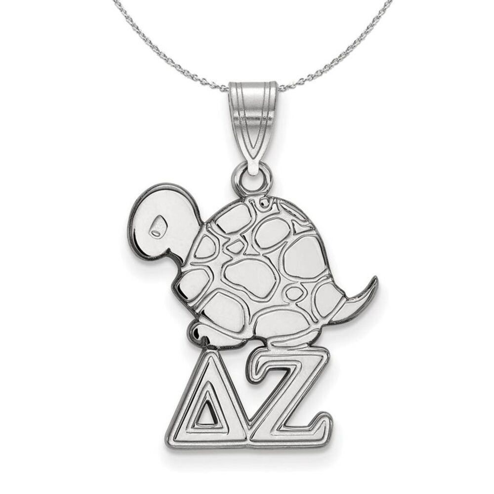 Sterling Silver Delta Zeta Medium Pendant Necklace - 24 Inch